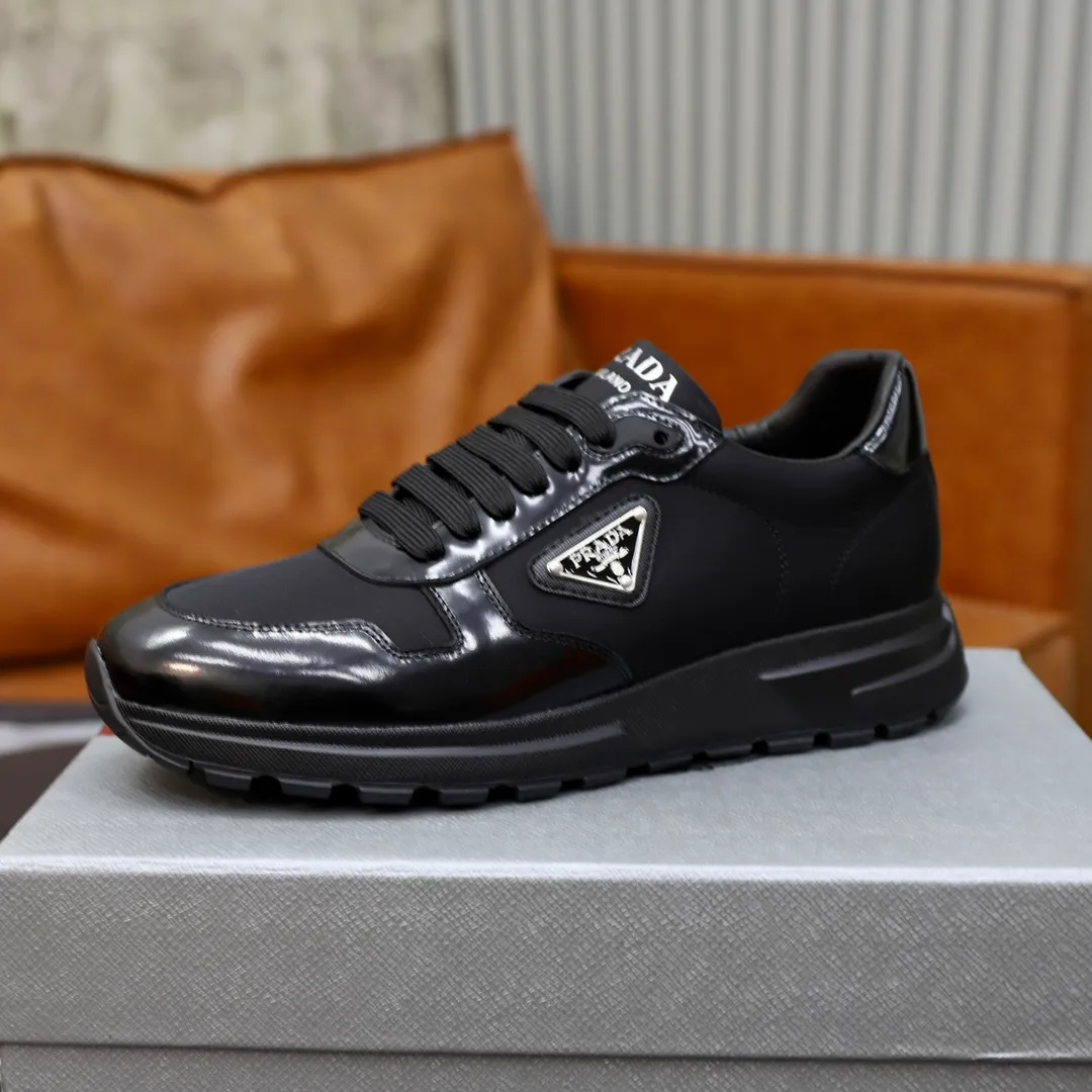 Men's shoes 💰600💰🙅‍♂️🙅‍♂️🙅‍♂️ [PRADA] Prada - High-end quality original order - Upper: Nappa calfskin, tumbled calfskin spliced stretch cloth surface, tongue high frequency brand logo - Lining: water-dyed cowhide - Outsole: ultra-light TPU foam rubber; two-color molded outsole -Ultra-high quality control and fine workmanship: outstanding (high-end, extravagance, grade) -Size: 38-44 (45 can be customized)